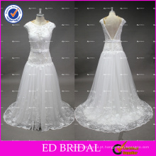 ED Bridal Real Sample Lace Appliqued Cap Sleeve A Line Ivory Vestido de casamento Tulle vestido de novia